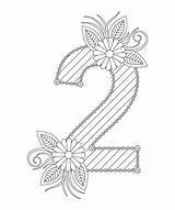 Number coloring page With Floral Style 123  5 sketch template