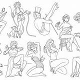 Vintage Pin Up Girls Adult Coloring – MasterBundles sketch template