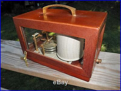 Excellent Half Size Vintage French Maxant Mahogany Barograph WORKS FINE | Barometers