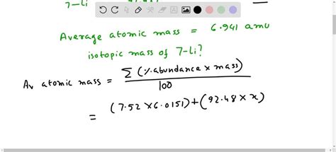 The average atomic mass of lithium is 6.941 amu. Lithium has two naturally occurring isotopes ...
