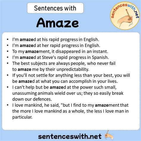 Sentences with Amaze, Sentences about Amaze - SentencesWith.Net