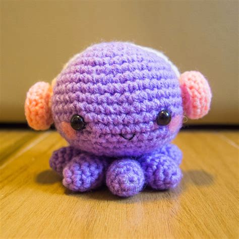 Crocheted Octopus with Headphones Amigurumi ~ Snacksies Handicraft Corner