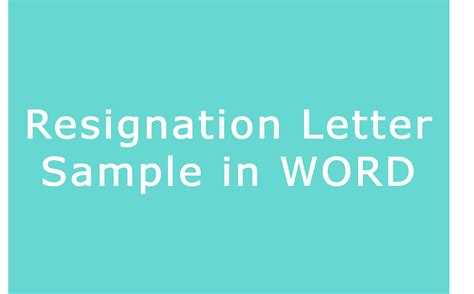Resignation Letter Sample in Word