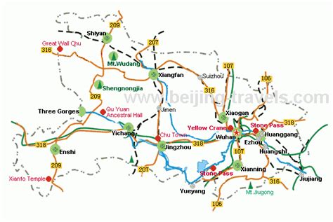 Hubei Map - Map of Hubei China - Hubei Province Map