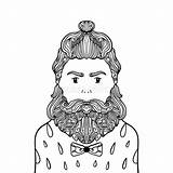 Portrait of Handsome Stylish Casual Man Hipster With Beard Sketch  sketch template
