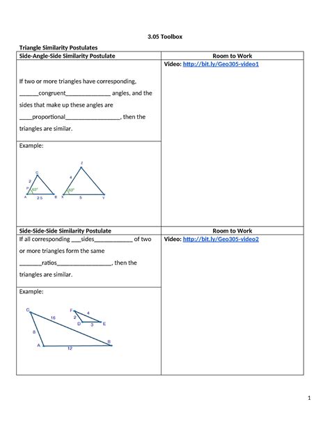 Copy of V22 305 toolbox - Notes for a grade - 3 Toolbox Triangle Similarity Postulates - Studocu