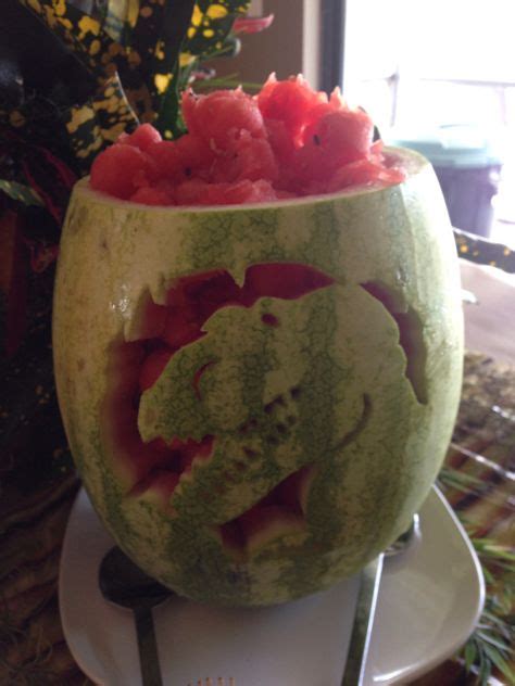 Watermelon dinosaur in its natural habitat! #Omnomnom | carving ...