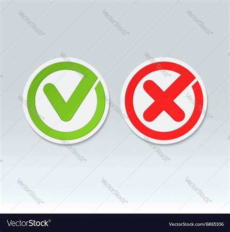 Check mark buttons tick and cross icons Royalty Free Vector