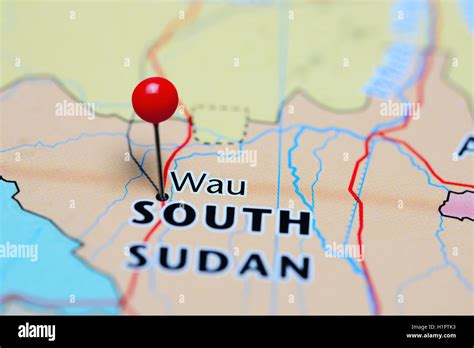 Wau pinned on a map of South Sudan Stock Photo - Alamy