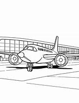 Airplane At An Airport coloring Page sketch template