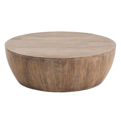 Arteriors Jacob Rustic Lodge White Washed Wood Round Coffee Table