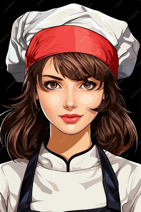 Premium Vector | Anime girl as chef cute and young female chef