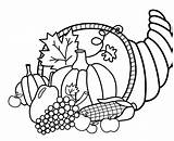Color Thanksgiving Cornucopia Coloring Page Sketch sketch template