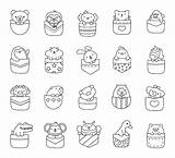 Premium Vector  Cute Animals In The pocket coloring Page sketch template