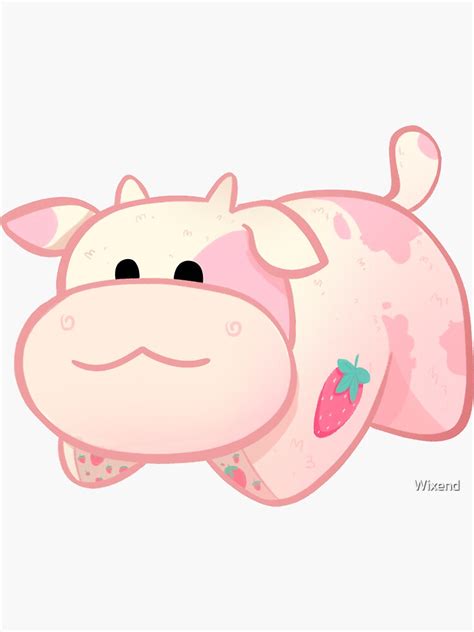 "Strawberry Cow Pillow Pet" Sticker for Sale by Wixend | Redbubble