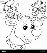 Reindeer Head Coloring Pages For Kids Printable sketch template