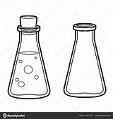 Chemical Equipment Glass Erlenmeyer Flask Outlined Coloring Page White  sketch template