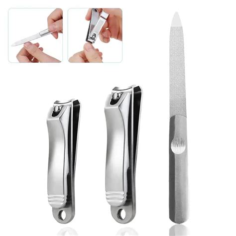 3pcs Nail Clippers Fingernail Toenail Clipper and File Set Nail Tool ...