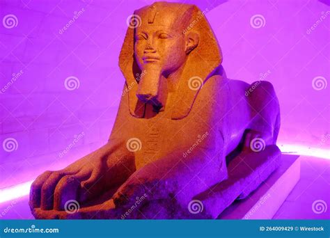 Great Sphinx of Tanis in Purple Illumination. Louvre Museum, Paris, France Editorial Stock Image ...
