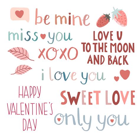 Set of romantic love quotes and sayings for st valentine's day 5108609 Vector Art at Vecteezy