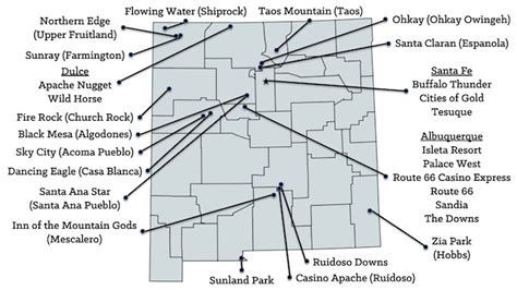 Map Of New Mexico Casinos - State Coastal Towns Map