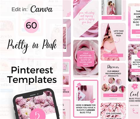 60 Pink Canva Pinterest Templates | The Creatives Desk