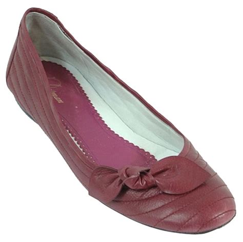 Delman Burgundy - Berry Stitched Leather Flats on Sale, 83% Off | Flats ...