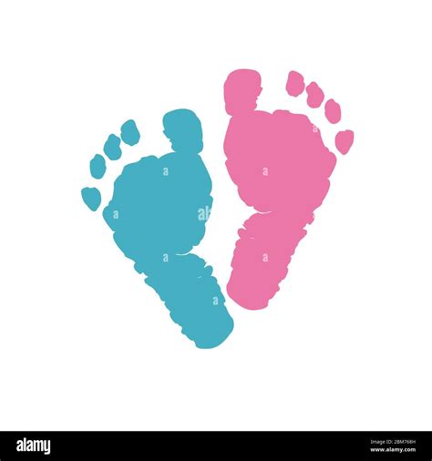 Baby foot prints. Baby girl baby boy. Twin baby symbol. Blue and pink ...