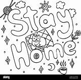 Coloring Page For Adults With Motivational Quote  Stay Home Doodle sketch template
