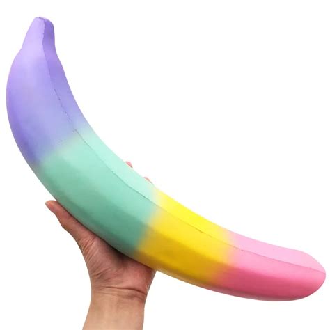 40CM Giant Rainbow Banana Kawaii Squishy Slow Rising Jumbo Squeeze Toys ...