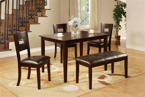 DEEP DARK BROWN HUE WOOD FINISH FAUX LEATHER 5-PCS DINING ROOM SET - KM Home Furniture & Mattress