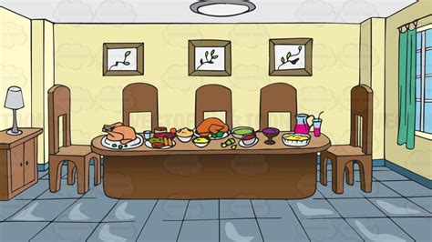 A Dining Room Table Full Of Food Background • Vector Graphics ...