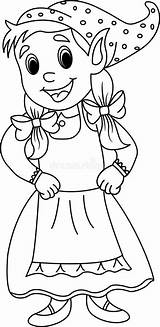 Cheerful Cartoon Girl Dwarf For Coloring Stock Vector  Illustration sketch template