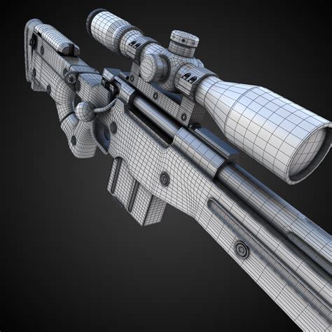 AWM Sniper Rifle Hi-Res 3D Model .max .obj .fbx .lwo .lw .lws .ma .mb ...