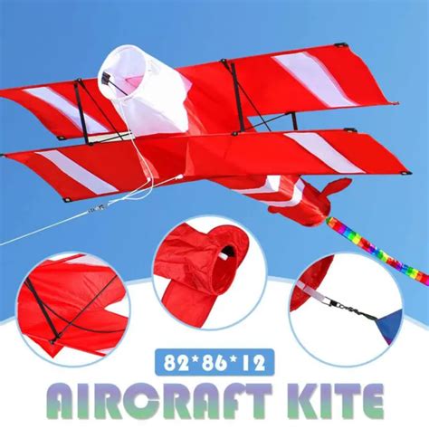 3D SINGLE-LINE RED White Kites Outdoor Fun Sports Beach Kite with Red ...