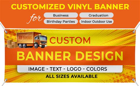 Amazon.com: Personalized Banner 4' x 10' - Customized Vinyl Banner for Business, Graduation ...