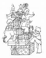 Kids And Christmas Gifts coloring Page  Download Print Or Color sketch template