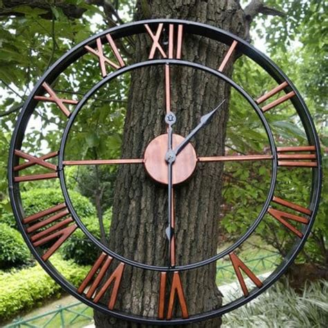Large Outdoor Wall Clock Mute Hollow Battery Operated | Etsy | Outdoor clock, Wall clock, Roman ...