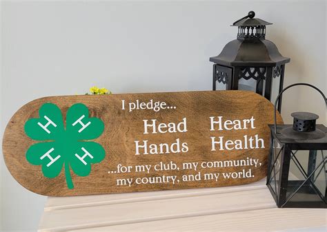 4 H Sign, 4H Wood Sign, 4 H Pledge Sign, 4-H Motto, Wood Sign - Etsy