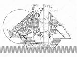 Coloring Ships Sailing Ship Designlooter Sail Color Sketch Page sketch template