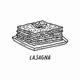 Vector Hand Drawn Illustration Of Italian Cuisine Lasagna 12750376  sketch template