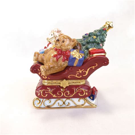 Santa Sleigh Sleigh Filled with Toys Hinged Trinket Box