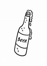 Premium Vector  Bottle With beer Cold Alcoholic Drink Doodle Linear sketch template