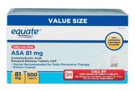 Equate ASA 81 mg Enteric Coated Tablets | Walmart Canada