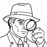 Detective With Magnifying Glass Coloring Page 65984 52232 sketch template