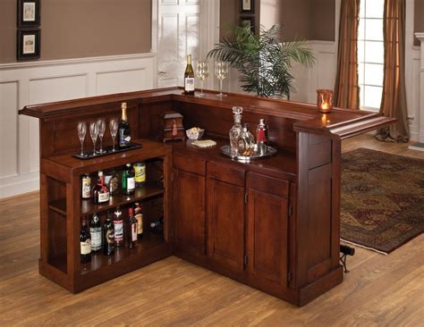 Amazing Living Room Decoration Ideas With Teak Wood Corner Bar Table Feat Wine Rack And 3 Doors ...