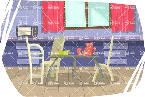 Kitchen Background Cartoon Stock Graphic | GraphicMama