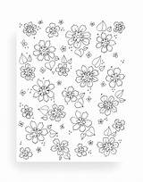 5 Page Flower Coloring Set – Teal Notes sketch template