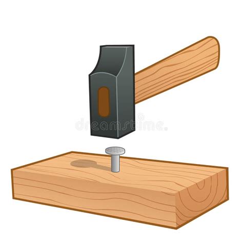 Hammering nails into wood stock illustration. Illustration of equipment - 34315343