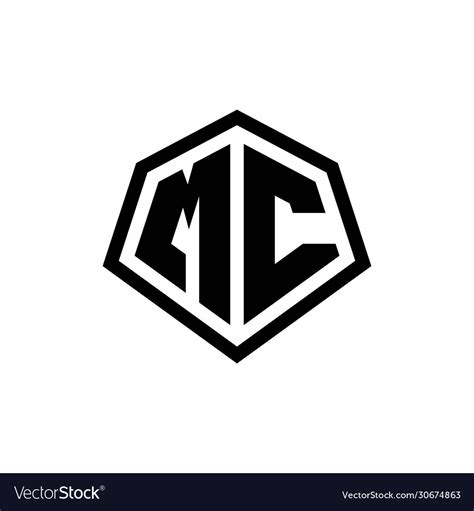 Mc monogram logo with hexagon shape and line Vector Image